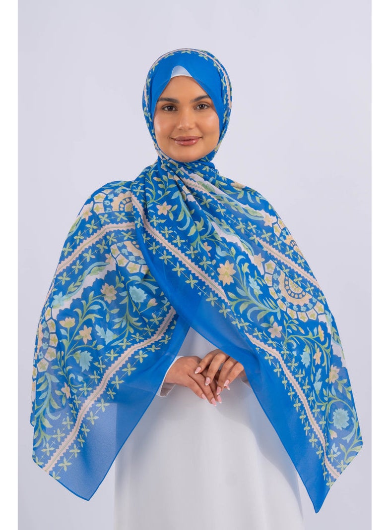 Alamki Women Hijab Oriental Vine Printed Chiffon - Image 1